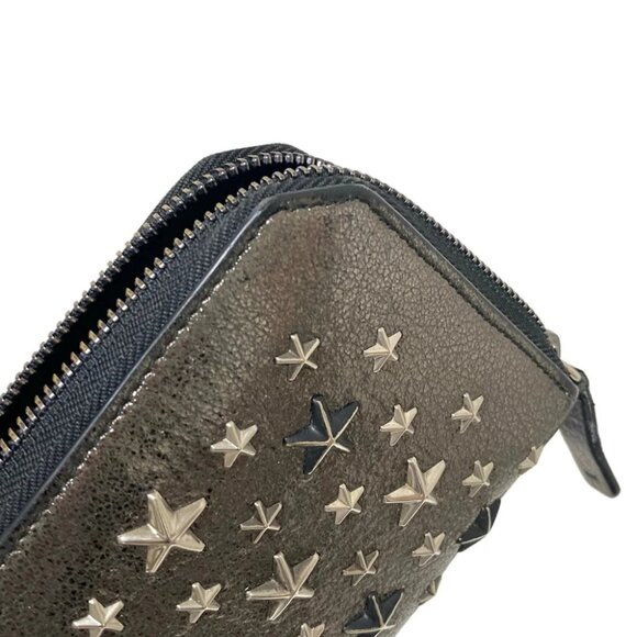 Auth JIMMY CHOO Carnaby - Dark Gray Leather Long Wallet - Picture 4 of 8